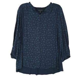Lane Bryant Navy Floral Lightweight Blouse 14/16